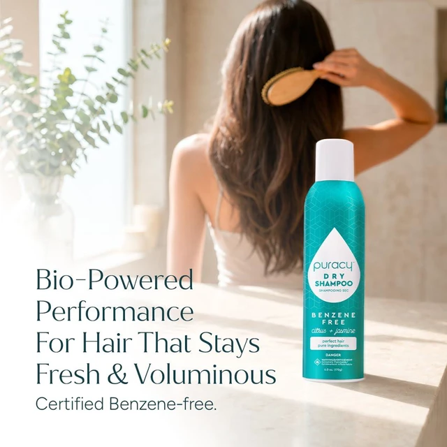 Alt view image 3 of 7 - Puracy Natural Dry Shampoo - Plant-Powered, Volumizing, Revitalizing, Oil Absorbing, Benzene-Free, Non-Toxic, All Hair Types, Citrus & Jasmine, 6 oz