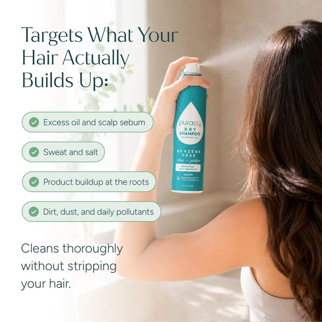 Alt view image 2 of 7 - Puracy Natural Dry Shampoo - Plant-Powered, Volumizing, Revitalizing, Oil Absorbing, Benzene-Free, Non-Toxic, All Hair Types, Citrus & Jasmine, 6 oz