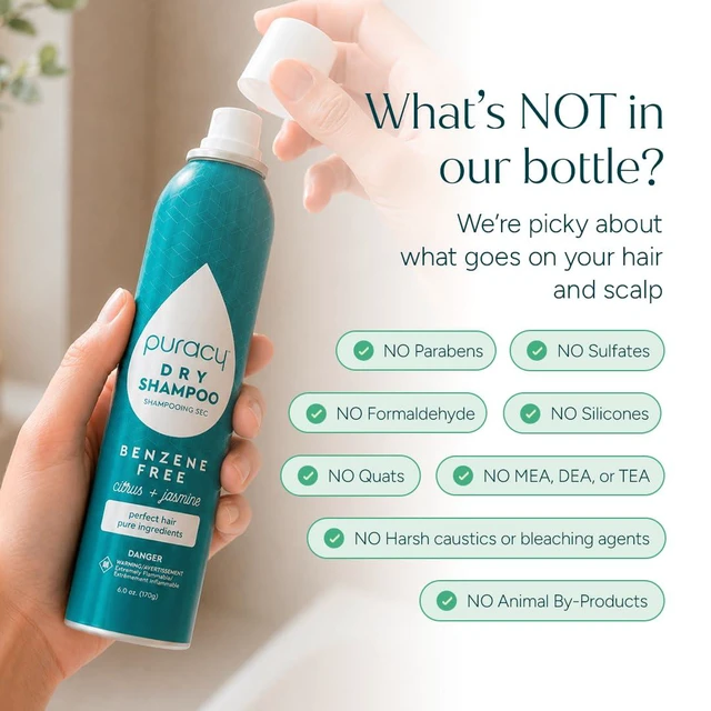 Alt view image 4 of 7 - Puracy Natural Dry Shampoo - Plant-Powered, Volumizing, Revitalizing, Oil Absorbing, Benzene-Free, Non-Toxic, All Hair Types, Citrus & Jasmine, 6 oz