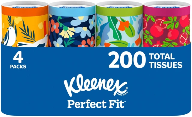 Main image of Kleenex Perfect Fit Facial Tissues, 4 Canisters, 50 Tissues per Can