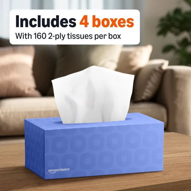 Alt view image 6 of 6 - Basics Facial Tissue, 2-Ply, 640 Count (4 Packs of 160)