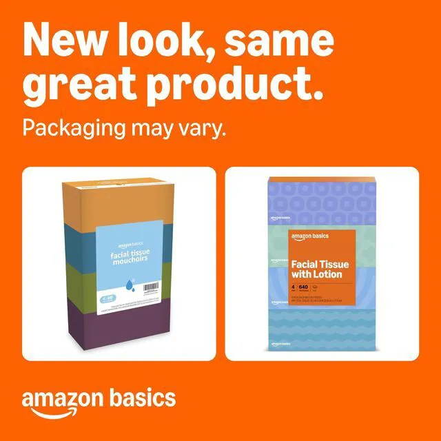 Alt view image 2 of 6 - Basics Facial Tissue, 2-Ply, 640 Count (4 Packs of 160)