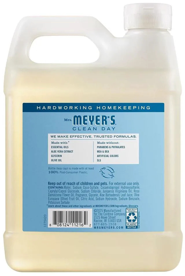 Alt view image 6 of 6 - Mrs. Meyer's Clean Day Hand Soap Refill, Rain Water Scent, 33 Fl Oz Bottle