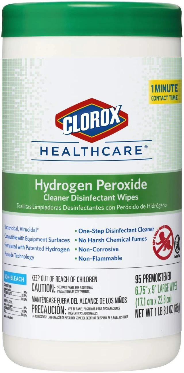 Main image of Clorox Healthcare Hydrogen Peroxide Cleaner Disinfectant Wipes, 6.75"x9", 95Count