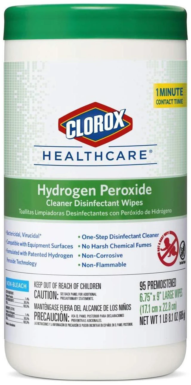 Alt view image 6 of 6 - Clorox Healthcare Hydrogen Peroxide Cleaner Disinfectant Wipes, 6.75"x9", 95Count