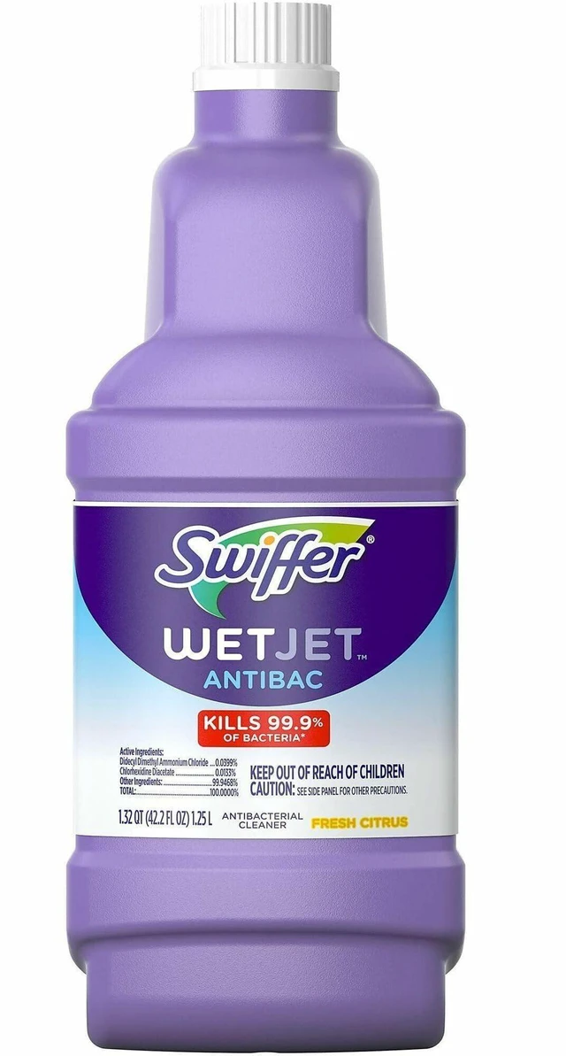 Alt view image 2 of 7 - Swiffer WetJet Antibacterial Solution Refill for Floor Mopping, All Purpose Multi Surface Cleaning, Fresh Citrus Scent, 1.25L