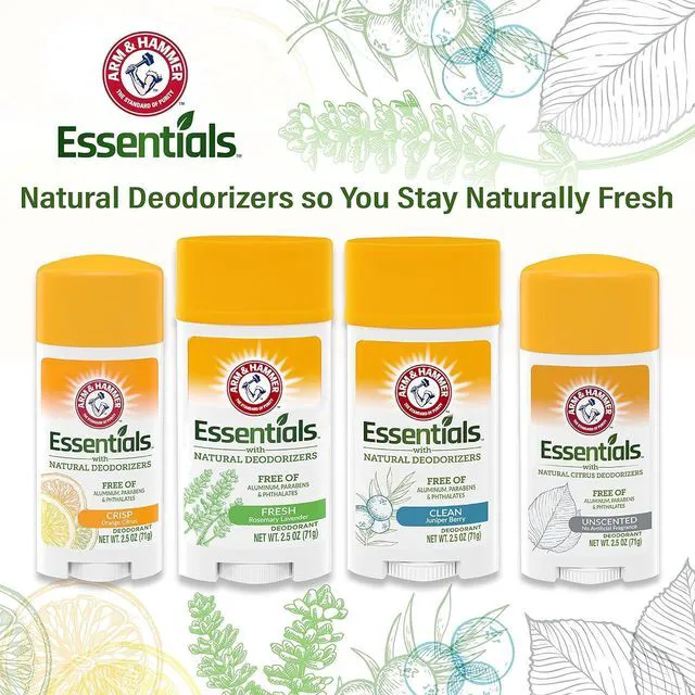Alt view image 2 of 5 - ARM & HAMMER Essentials Deodorant Unscented Solid Oval, 2.5Oz, Made with Natural Deodorizers, Free from Aluminum, Parabens & Phthalates