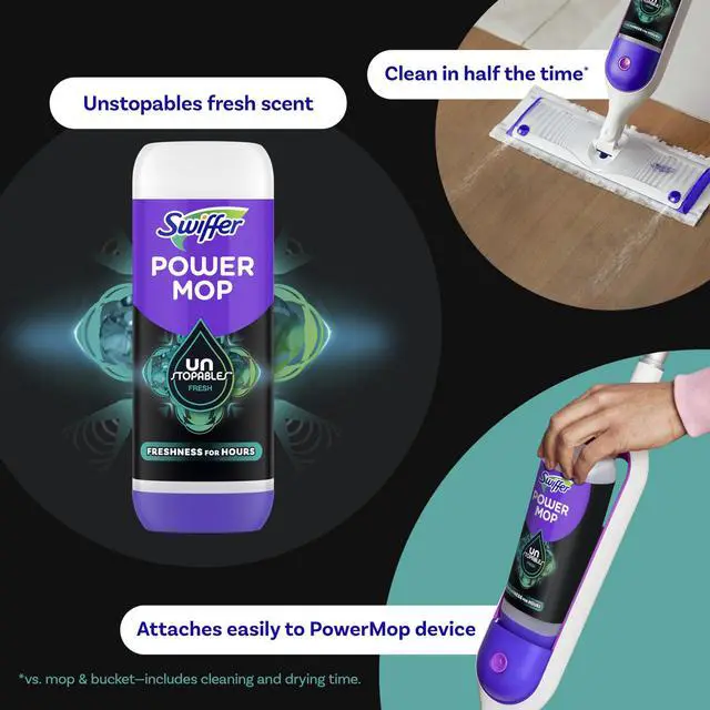 Alt view image 3 of 6 - Swiffer PowerMop Floor Cleaning Solution, Unstopables Fresh Scent, PowerMop Refills, 25.3 fl oz, 2 Pack