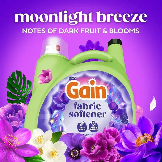 Alt view image 6 of 7 - Gain Moonlight Breeze Liquid Laundry Fabric Softener & Conditioner, Long Lasting Scent, Softens, Reduces Static & Wrinkles, 140 fl oz