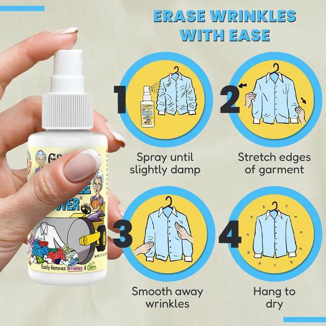Alt view image 7 of 7 - Grandma's Secret Wrinkle Remover Spray, Fabric Refresher, Chlorine Bleach and Toxin-Free, 3oz