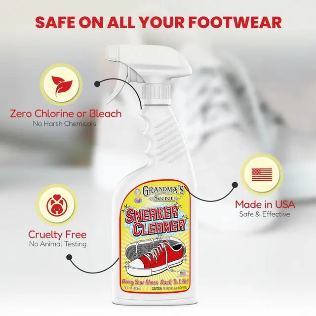 Alt view image 2 of 6 - Grandma's Secret Shoe Cleaner 16 oz - Stain Remover Spray for Rubber, Canvas, Leather, Sneakers, Outdoor Shoes, Slippers, Moccasins