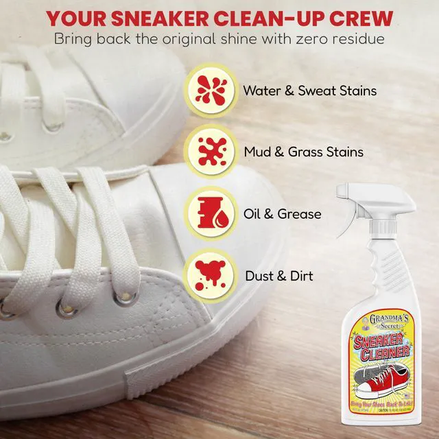 Alt view image 3 of 6 - Grandma's Secret Shoe Cleaner 16 oz - Stain Remover Spray for Rubber, Canvas, Leather, Sneakers, Outdoor Shoes, Slippers, Moccasins