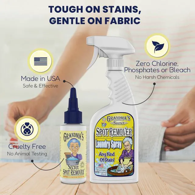 Alt view image 7 of 7 - Grandma's Secret Spot Remover Gel - 2 Oz Travel Size Fabric Stain Remover, Chlorine, Bleach and Toxin-Free, Removes Oil, Paint, Blood and Pet Stains