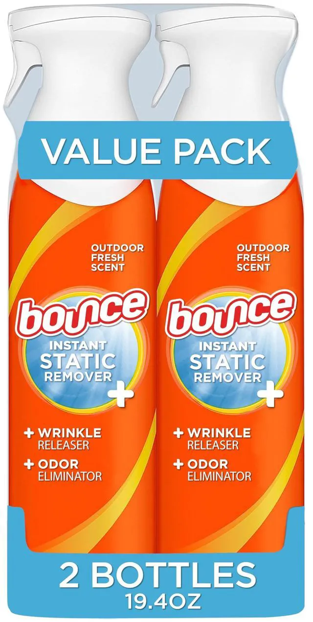 Main image of Bounce Rapid Touch-Up 3 in 1 Wrinkle Releaser Clothing Spray, Fabric Refresher, Odor Eliminator & Anti Static, 9.7 oz, Pack of 2
