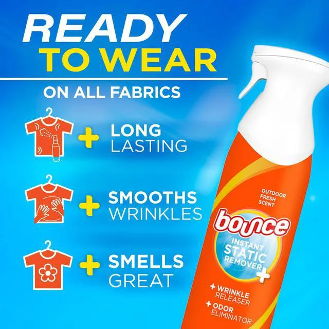 Alt view image 2 of 5 - Bounce Rapid Touch-Up 3 in 1 Wrinkle Releaser Clothing Spray, Fabric Refresher, Odor Eliminator & Anti Static, 9.7 oz, Pack of 2