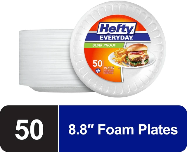 Main image of Hefty Everyday Soak Proof Disposable Foam Plates, 8.8 Inches, 50 Count