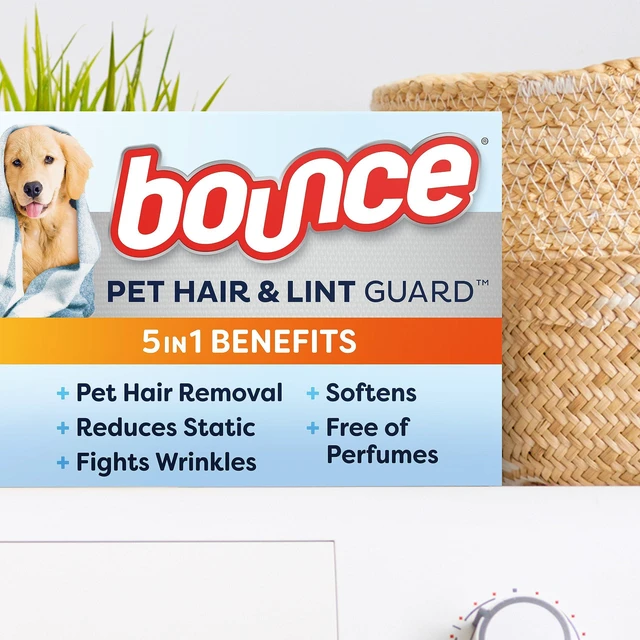 Alt view image 2 of 7 - Bounce Pet Hair & Lint Guard Mega Dryer Sheets, 3X Pet Hair Fighters, Unscented, 130 Count
