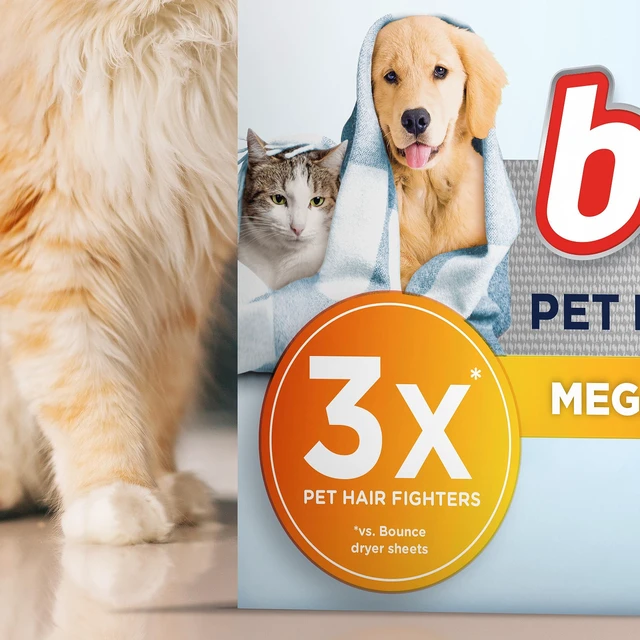Alt view image 5 of 7 - Bounce Pet Hair & Lint Guard Mega Dryer Sheets, 3X Pet Hair Fighters, Unscented, 130 Count