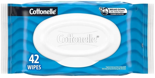 Main image of Cottonelle Flushable Wet Wipes for Adults, 1 Flip-Top Pack, 42 Wipes, Alcohol-Free, Plastic Free