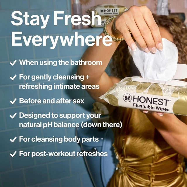Alt view image 3 of 6 - The Honest Company Hypoallergenic Flushable Wipes, Tropical Leaves, 126ct