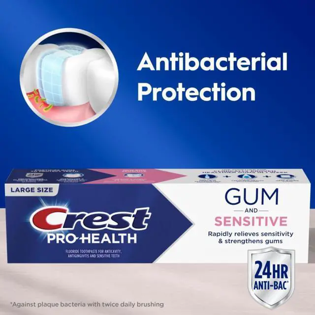 Alt view image 2 of 6 - Crest Pro-Health Sensitive and Gum All Day Protection Toothpaste, 4.8 oz, Anti-Cavity, Antibacterial Fluoride, Clinically Proven for Sensitivity