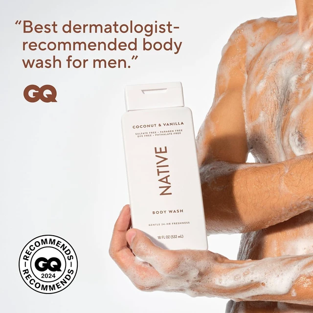 Alt view image 4 of 6 - Native Clean Body Wash, Coconut & Vanilla, 18fl oz, Gentle & pH-Balanced for Sensitive Skin, 24-Hr Freshness, Vegan, Cruelty-Free, Free of Sulfates, Parabens, Phthalates