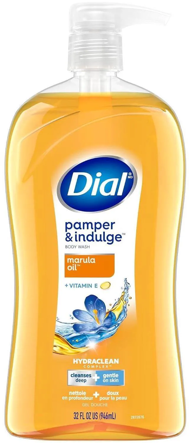 Main image of Dial Pamper & Indulge Marula Oil Body Wash, 32 Fl Oz, Hydraclean Complex & Vitamin E, Gentle, Dermatologist-Tested, No Parabens & Sulfates