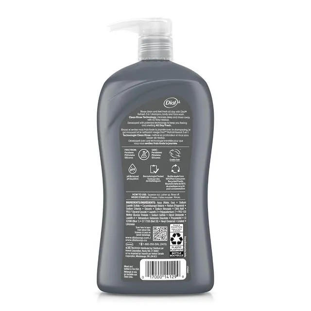 Alt view image 3 of 6 - Dial Men 3-in-1 Body, Hair & Face Wash, 32 Fl Oz, Blue Sage Scent, Deep Cleanse & Gentle on Skin with Clean Rinse Technology