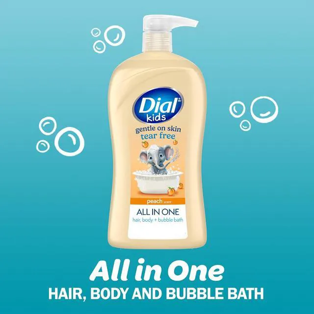 Alt view image 3 of 6 - Dial Kids All-in-1 Body + Hair + Bubble Bath, 32Fl Oz, Peach Scent, Hypoallergenic, No Tears Formula for Kids 2+ Years, No Parabens & Silicones