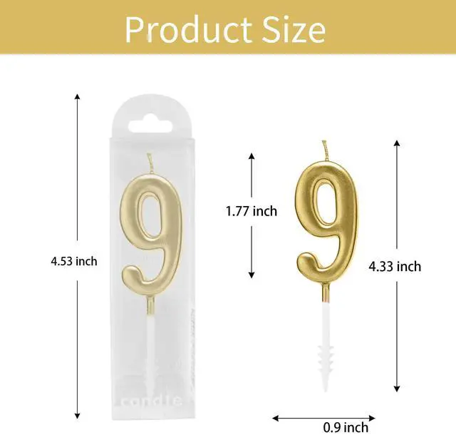 Alt view image 3 of 7 - Beanlieve 10-Piece Numeral Birthday Candles 0-9 for Cake Decoration, Champagne Gold