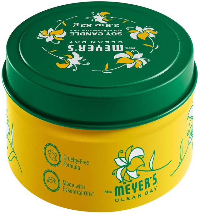 Alt view image 6 of 6 - Mrs. Meyer's Clean Day 2.9oz Soy Tin Candle, Honeysuckle, 12 Hour Burn Time, Soy Wax and Essential Oils