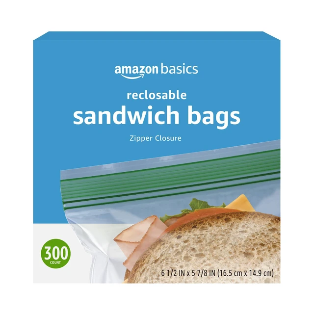 Alt view image 5 of 5 - Amazon Basics Resealable Double Zipper Sandwich Storage Bags, 300 Count