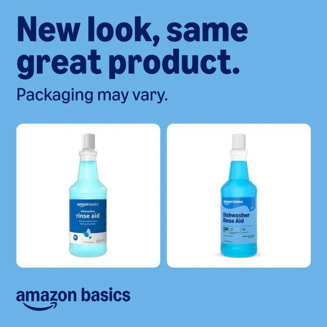 Alt view image 2 of 5 - Basics Dishwasher Rinse Aid Liquid 32Fl Oz 1-Pack, Prevents Spots, Enhances Drying, Sparkling Finish