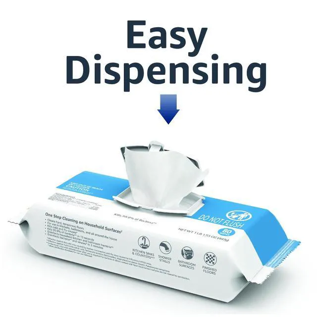 Alt view image 5 of 7 - Amazon Basics Disinfecting Wipes, Lemon & Fresh Air Scent, Multi-Surface, Sanitizes, Cleans, Disinfects, Deodorizes, 320 Count (4 Packs of 80)