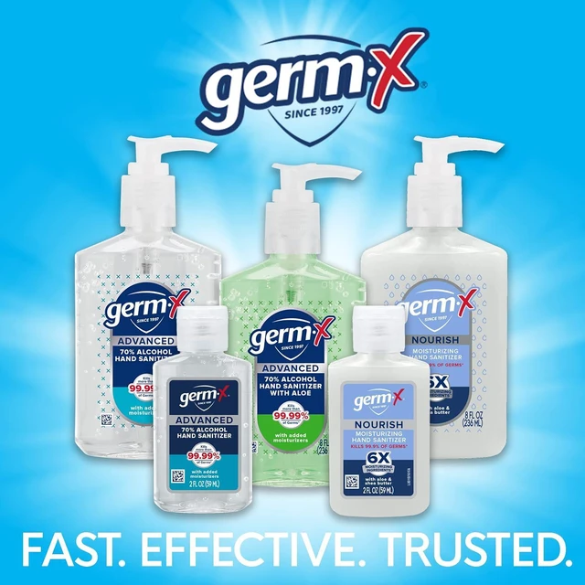 Alt view image 3 of 6 - Germ-X Advanced Hand Sanitizer, 8Fl Oz (Pack of 6), Less Drying Moisturizing Clear Gel, No Rinse Formula, Pump Bottle