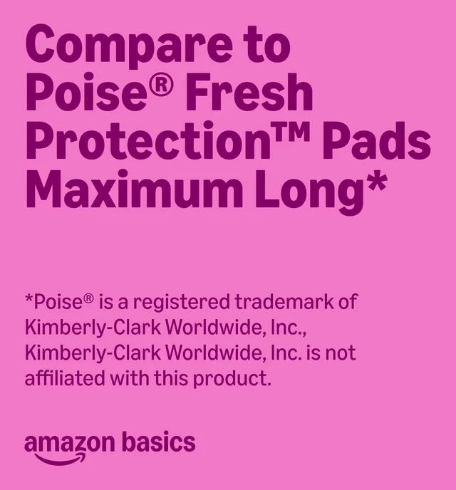 Alt view image 2 of 7 - Amazon Basics Incontinence Pads for Women, Postpartum, Long, Maximum Absorbency, Bladder Control, Unscented, 39 Count