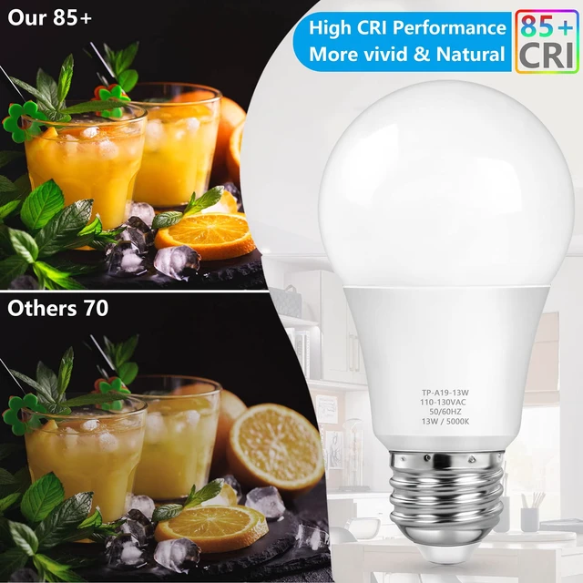 Alt view image 2 of 6 - MAXvolador A19 LED Light Bulbs, 100W Equivalent, 1500LM, 5000K Daylight White, E26, Non-Dimmable, 13W, 4-Pack