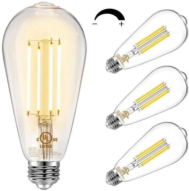 Main image of DAYBETTER 4 Pack ST58 Vintage LED Edison Bulbs, E26 Dimmable 60W Equivalent, 800LM Warm White 2700K, Clear Glass