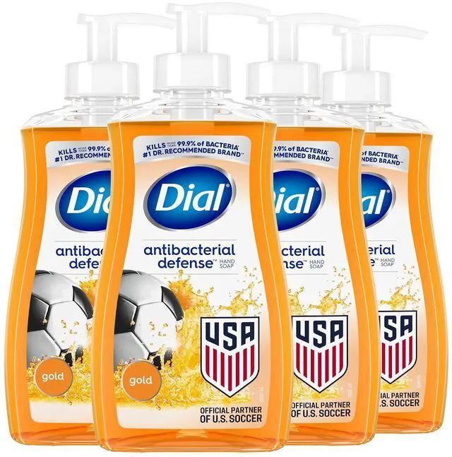 Main image of Dial Antibacterial Defense Liquid Hand Soap, Aloe, Gold Scent, 11 fl oz (Pack of 4), Dermatologist-Tested, Gentle Formula