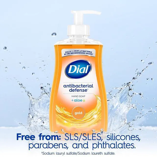 Alt view image 4 of 6 - Dial Antibacterial Defense Liquid Hand Soap, Aloe, Gold Scent, 11 fl oz (Pack of 4), Dermatologist-Tested, Gentle Formula