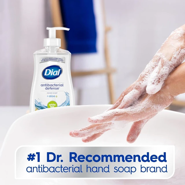 Alt view image 5 of 6 - Dial Antibacterial Defense Liquid Hand Soap + Aloe, White Tea Scent, 11 Fl Oz (Pack of 4), Dermatologist-Tested, Gentle Formula