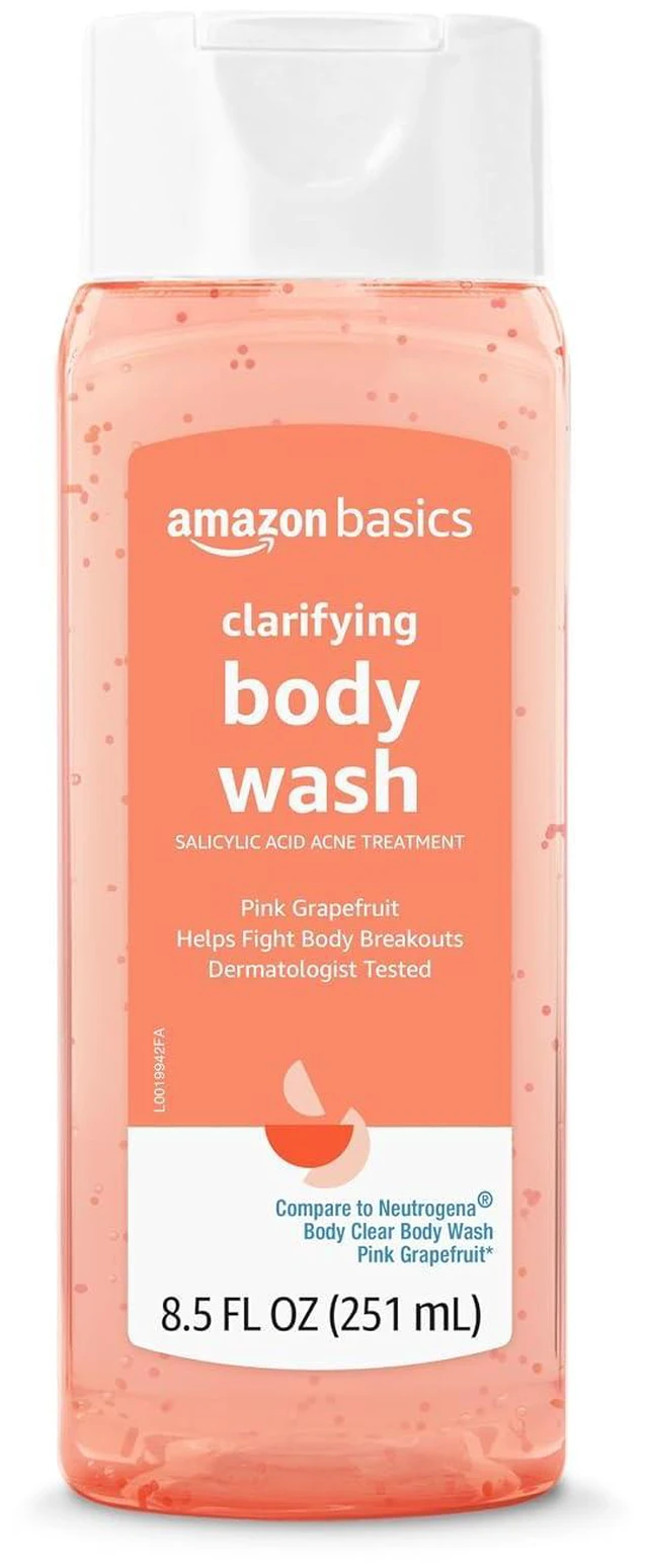 Main image of Amazon Basics Clarifying Pink Grapefruit Body Wash, 2% Salicylic Acid Acne Treatment, Dermatologist Tested, 8.5 Fl Oz, Pack of 1