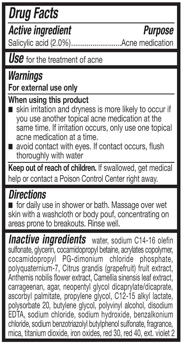Alt view image 2 of 6 - Amazon Basics Clarifying Pink Grapefruit Body Wash, 2% Salicylic Acid Acne Treatment, Dermatologist Tested, 8.5 Fl Oz, Pack of 1