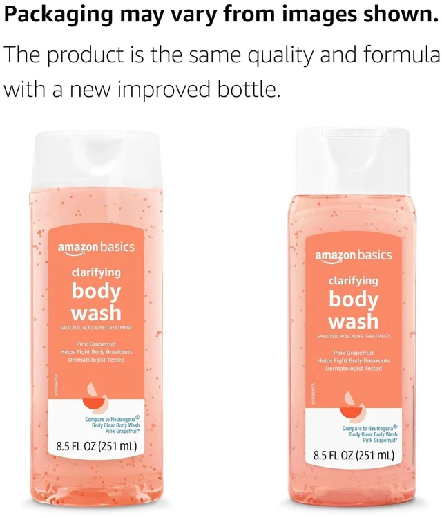 Alt view image 5 of 6 - Amazon Basics Clarifying Pink Grapefruit Body Wash, 2% Salicylic Acid Acne Treatment, Dermatologist Tested, 8.5 Fl Oz, Pack of 1