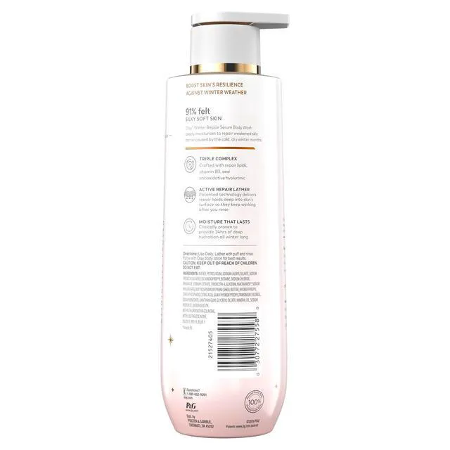 Alt view image 3 of 6 - Olay Winter Repair Serum Body Wash, 20fl oz, 24HR Long Lasting Rich Hydration, Triple Complex, Winter Barrier Repair, Limited Edition Cozy Caramel Scent