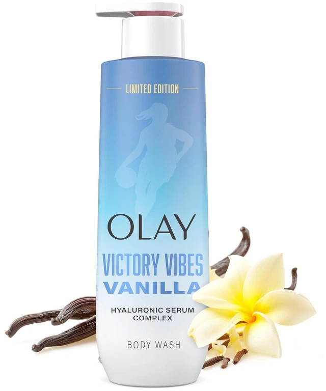 Main image of Olay Body Wash WNBA, Intensely Hydrating, Hyaluronic Acid Serum, Vitamin B3 Complex, All Skin Types, Victory Vibes Vanilla Scent, 20fl oz