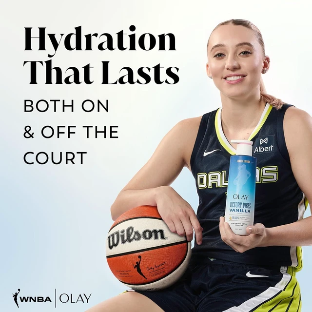 Alt view image 5 of 7 - Olay Body Wash WNBA, Intensely Hydrating, Hyaluronic Acid Serum, Vitamin B3 Complex, All Skin Types, Victory Vibes Vanilla Scent, 20fl oz