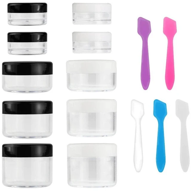 Main image of Accmor 10 Pieces Makeup Travel Containers with Lids 0.11/0.18/0.35/0.53/0.7 OZ Cosmetic Jars with 5 Pieces Mini Spatulas Gift (Random Color)