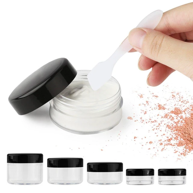 Alt view image 7 of 7 - Accmor 10 Pieces Makeup Travel Containers with Lids 0.11/0.18/0.35/0.53/0.7 OZ Cosmetic Jars with 5 Pieces Mini Spatulas Gift (Random Color)