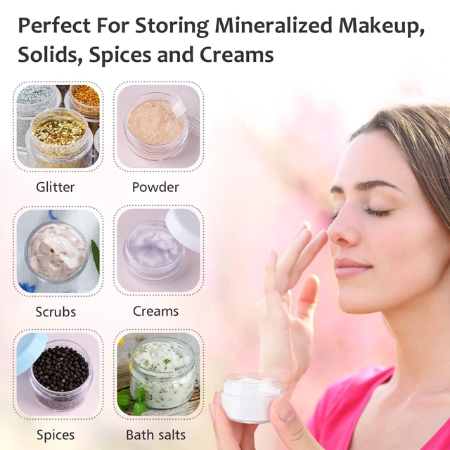 Alt view image 6 of 7 - Accmor 10 Pieces Makeup Travel Containers with Lids 0.11/0.18/0.35/0.53/0.7 OZ Cosmetic Jars with 5 Pieces Mini Spatulas Gift (Random Color)